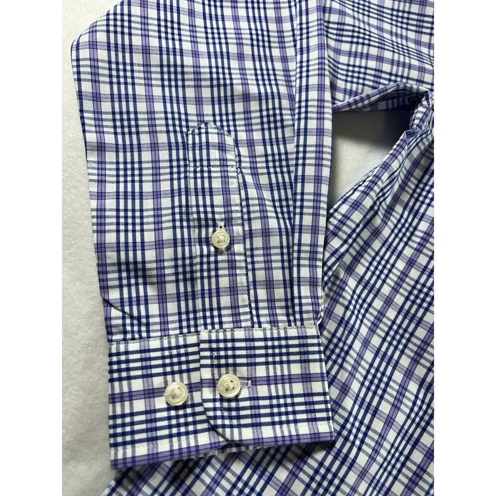 Cat & Jack Boys M (8) Plaid Dress Shirt Blue/Purple/White Long Sleeve Button-Up
